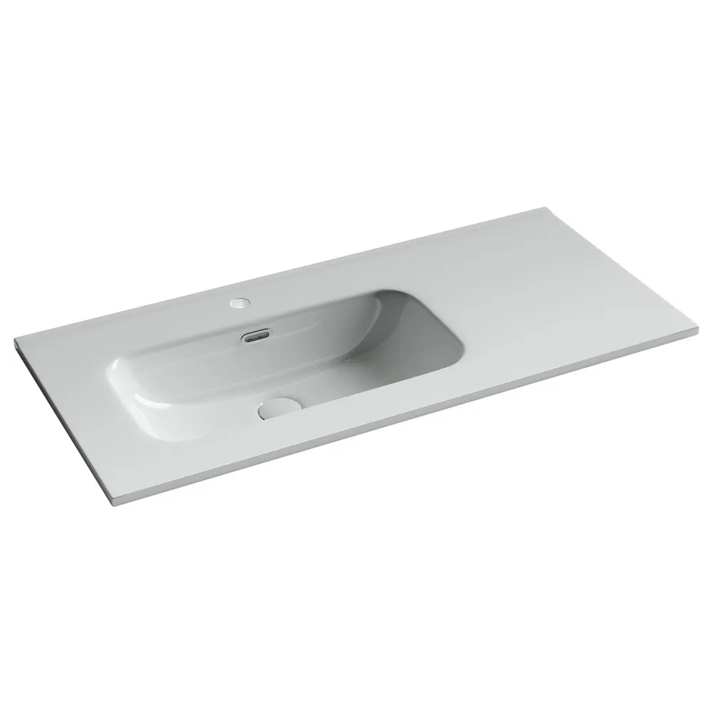 Раковина накладная мебельная CERAMICANOVA Element чаша слева с отверстием под смеситель 1010x465x180 мм цвет белый CN7003L — фото 1, Раковины накладные