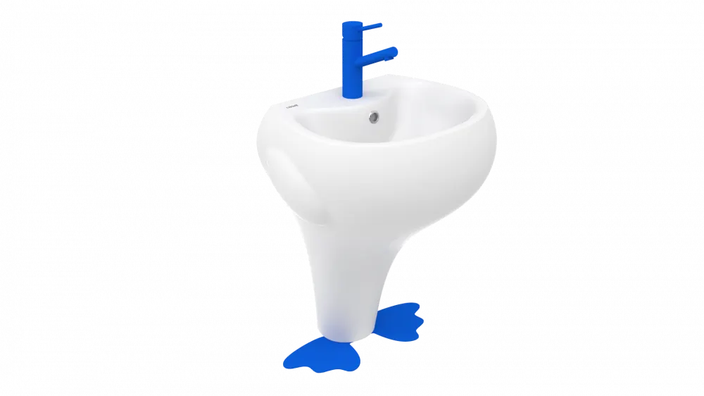 CREAVIT DUCKY Раковина напольная детская СИНИЙ DC052.00000B DC052-00CB00E-MA00 — фото 1, Раковины подвесные