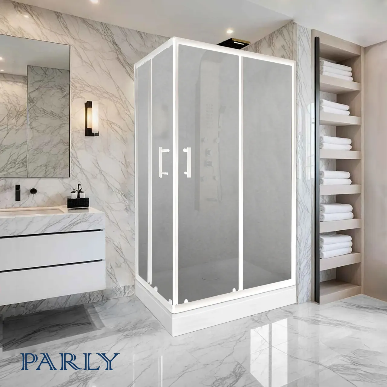 Товар: Уголок ZQ121F душевой PARLY с поддоном (120х80х192) - фото 1 Уголок ZQ121F душевой PARLY с поддоном (120х80х192) — фото 1, Душевые уголки