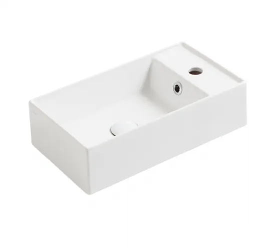 Раковина SIMAS AGILE подвесная или накладная с одним отверстием с полкой правой цвет белый матовый AG50.BM — фото 1, Раковины накладные