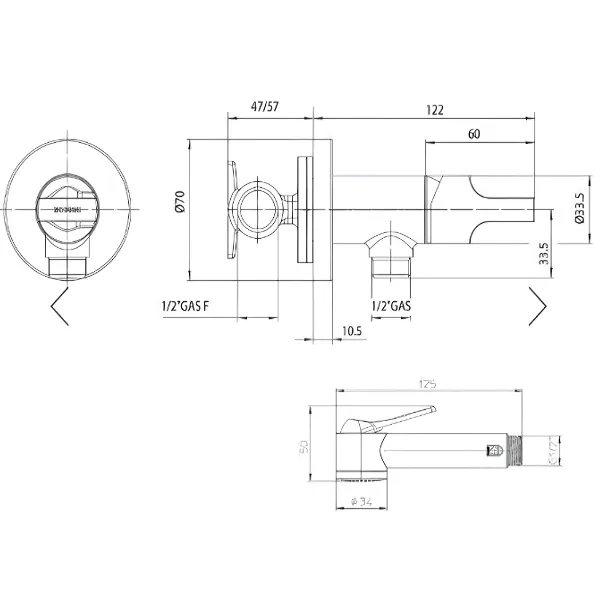 Гигиенический душ Bossini Paloma Flat E34003B.073 c однорычажным смесителем со встраиваемой частью цвет чёрный матовый — фото 1, Гигиенические души
