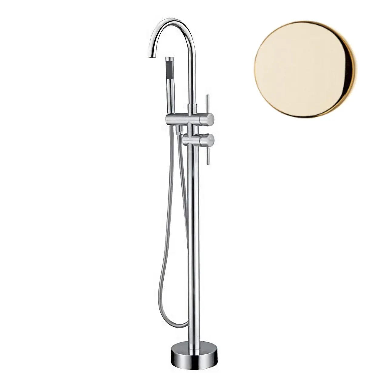 Товар: Смеситель для ванны напольный Webert Rimini RI851101794, золото матовое - фото 1 Смеситель для ванны напольный Webert Rimini RI851101794, золото матовое — фото 1, Смеситель для ванны