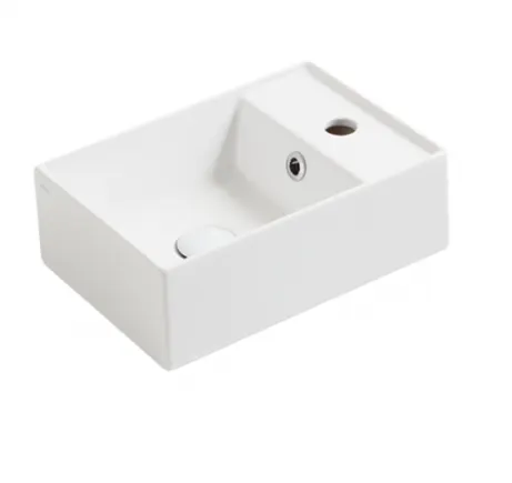 Раковина SIMAS AGILE подвесная или накладная с одним отверстием с полкой правой цвет белый AG40 — фото 1, Раковины накладные