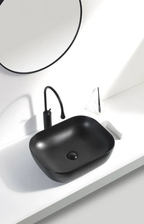 Раковина накладная Aquanet Lake-1-MB 39,5 черный — фото 8, Раковины накладные