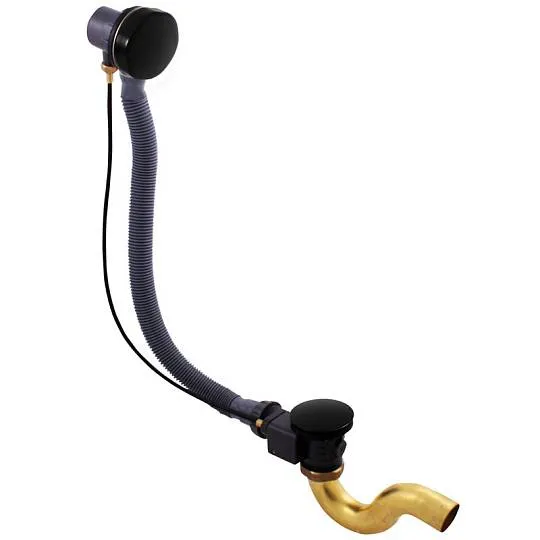 MD0588CMAT Слив-перелив для ванны латунь (полуавтомат) черный мат. RAV SLEZAK — фото 1, Сливы-переливы