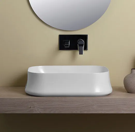 Раковина SIMAS SHARP накладная без отверстий цвет белый SH08 — фото 2, Раковины накладные