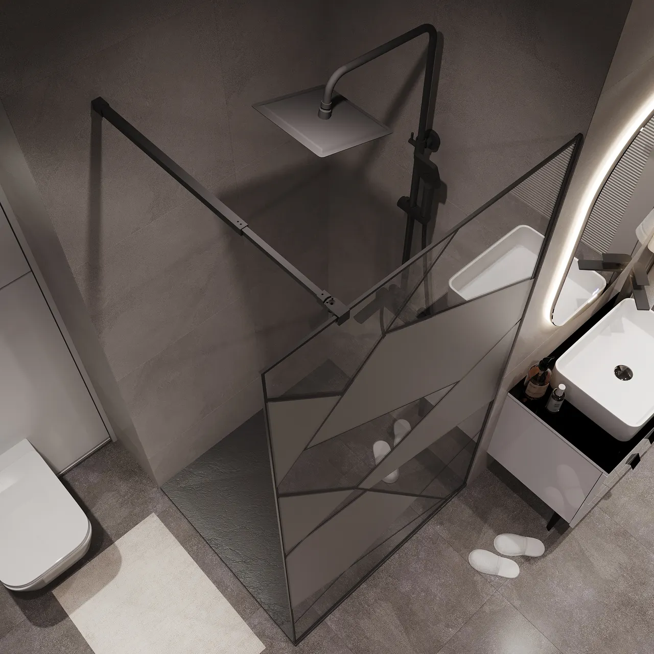 Товар: Душевая перегородка Niagara Nova NG-680-12BLACK (120х195) черный матовый,стекло прозрачное с рисунком,1 место - фото 5 Душевая перегородка Niagara Nova NG-680-12BLACK (120х195) черный матовый,стекло прозрачное с рисунком,1 место — фото 5, Душевые перегородки