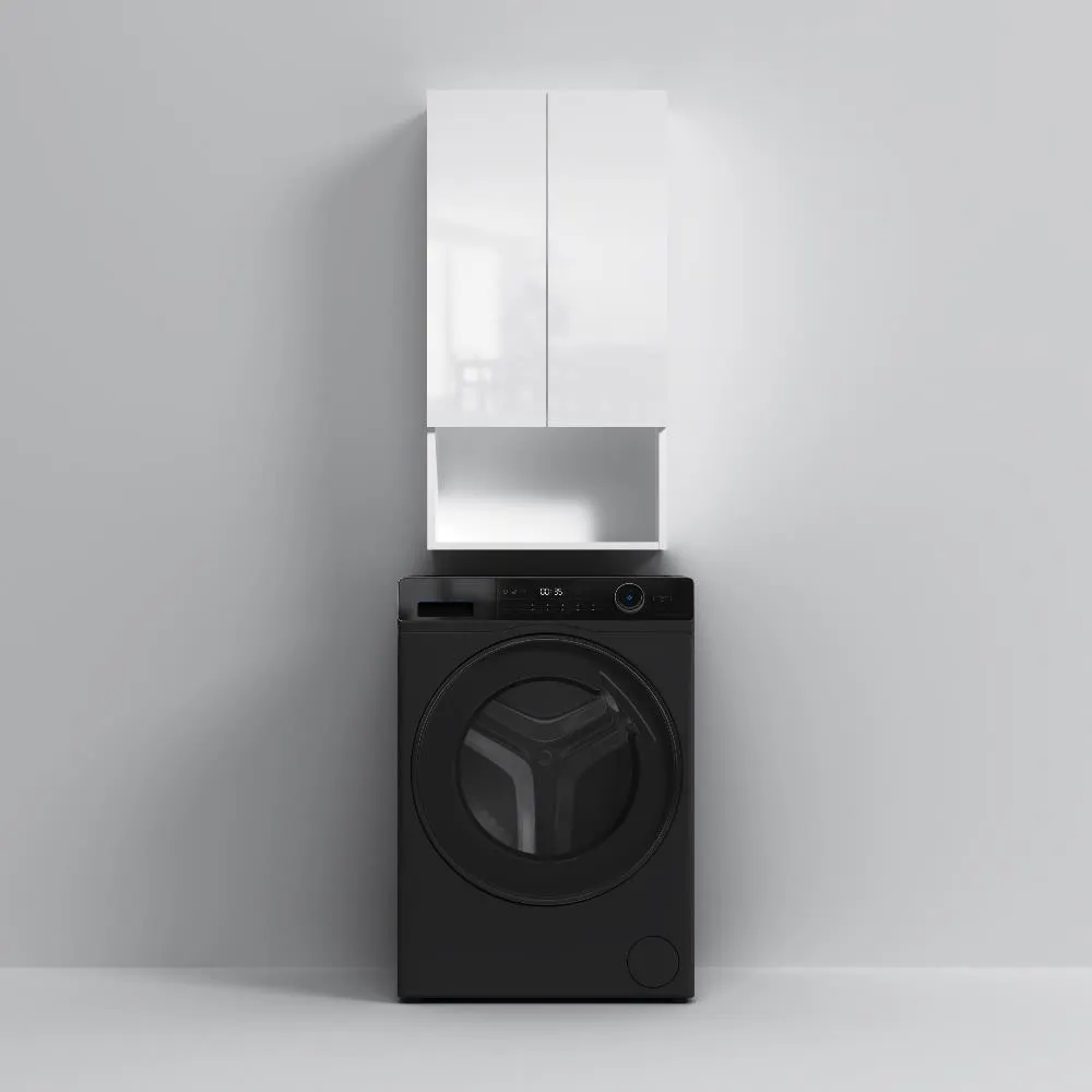 M85CHX05021WG X-Joy, Шкаф навесной с дверками и открытой полкой, 50 см, белый глянец — фото 3, Шкафы для ванной