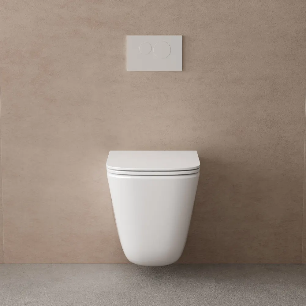 Товар: Унитаз ABBER Rechteck AC1220TC подвесной белый, безободковый, смыв торнадо, с закрытым дном - фото 4 Унитаз ABBER Rechteck AC1220TC подвесной белый, безободковый, смыв торнадо, с закрытым дном — фото 4, Подвесные унитазы