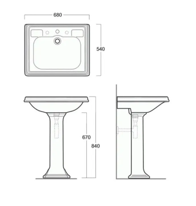Раковина SIMAS ARCADE подвесная на пьедестал с одним отверстием без спинки цвет белый AR844 — фото 2, Раковины подвесные