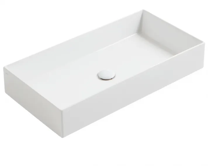 Раковина SIMAS AGILE накладная без отверстий эмалированная с 4 сторон цвет белый AG80 — фото 1, Раковины накладные