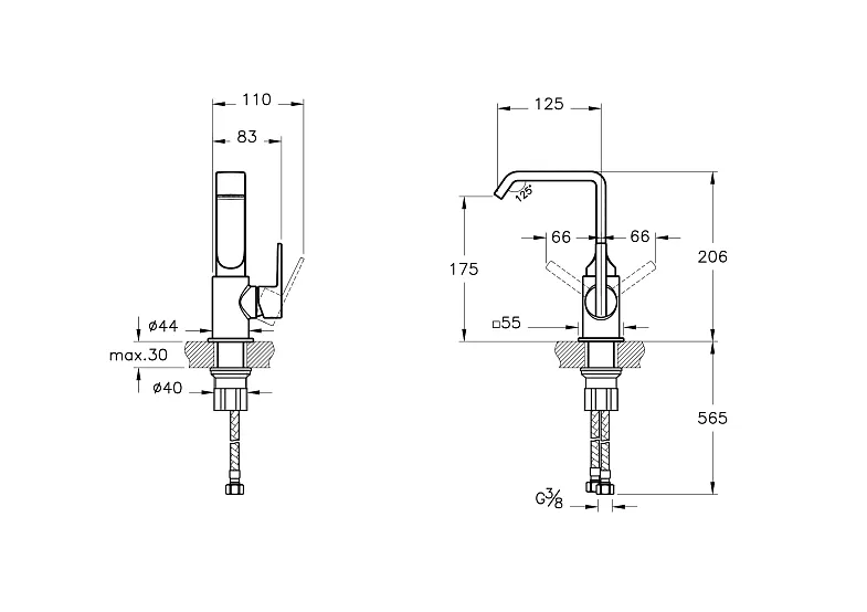 A4261639 Suit Смеситель для раковины глянцевый черный VITRA — фото 1, Смесители для раковины