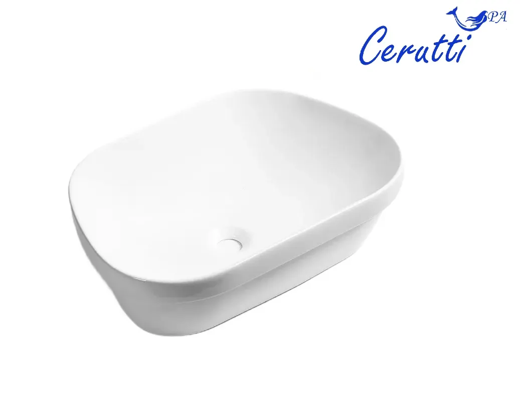 Раковина CR0023 накладная, белая, трапеция 570х390х150 Ceruttispa — фото 4, Раковины накладные
