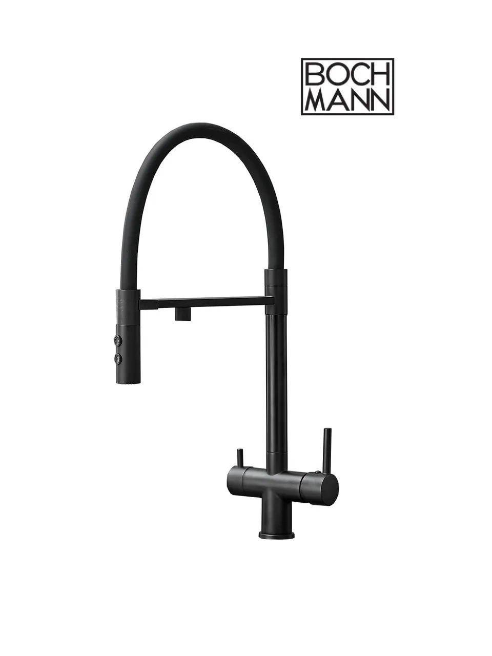Cмеситель TORRE B из нержавеющей стали для кухни BOCH MANN, с гибким изливом, цвет ЧЕРНЫЙ BM11169 — фото 2, Смесители для кухни