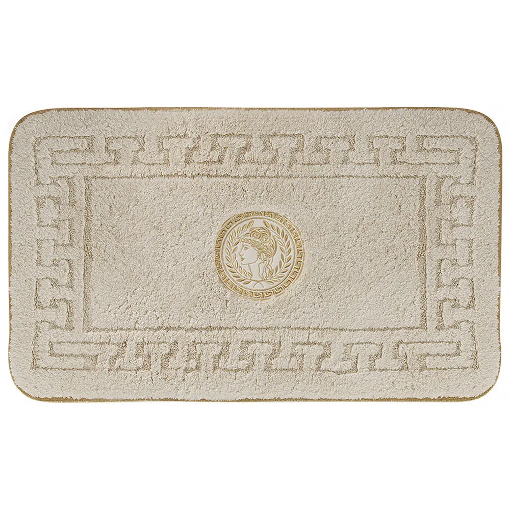 Коврик д/ванной комнаты 70х140 см., логотип АФИНА, кремовый, окантовка золото 30773 — фото 1, Коврики для ванной комнаты