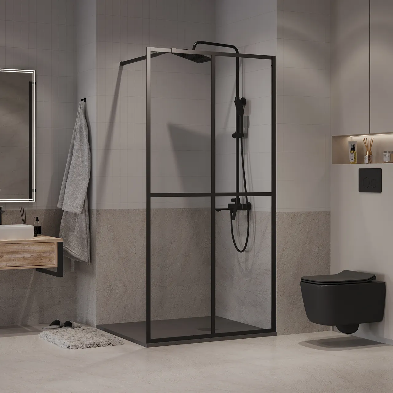 Товар: Душевая перегородка Niagara Nova NG-686-10BLACK (100х195) черный матовый,стекло прозрачное,1 место - фото 2 Душевая перегородка Niagara Nova NG-686-10BLACK (100х195) черный матовый,стекло прозрачное,1 место — фото 2, Душевые перегородки