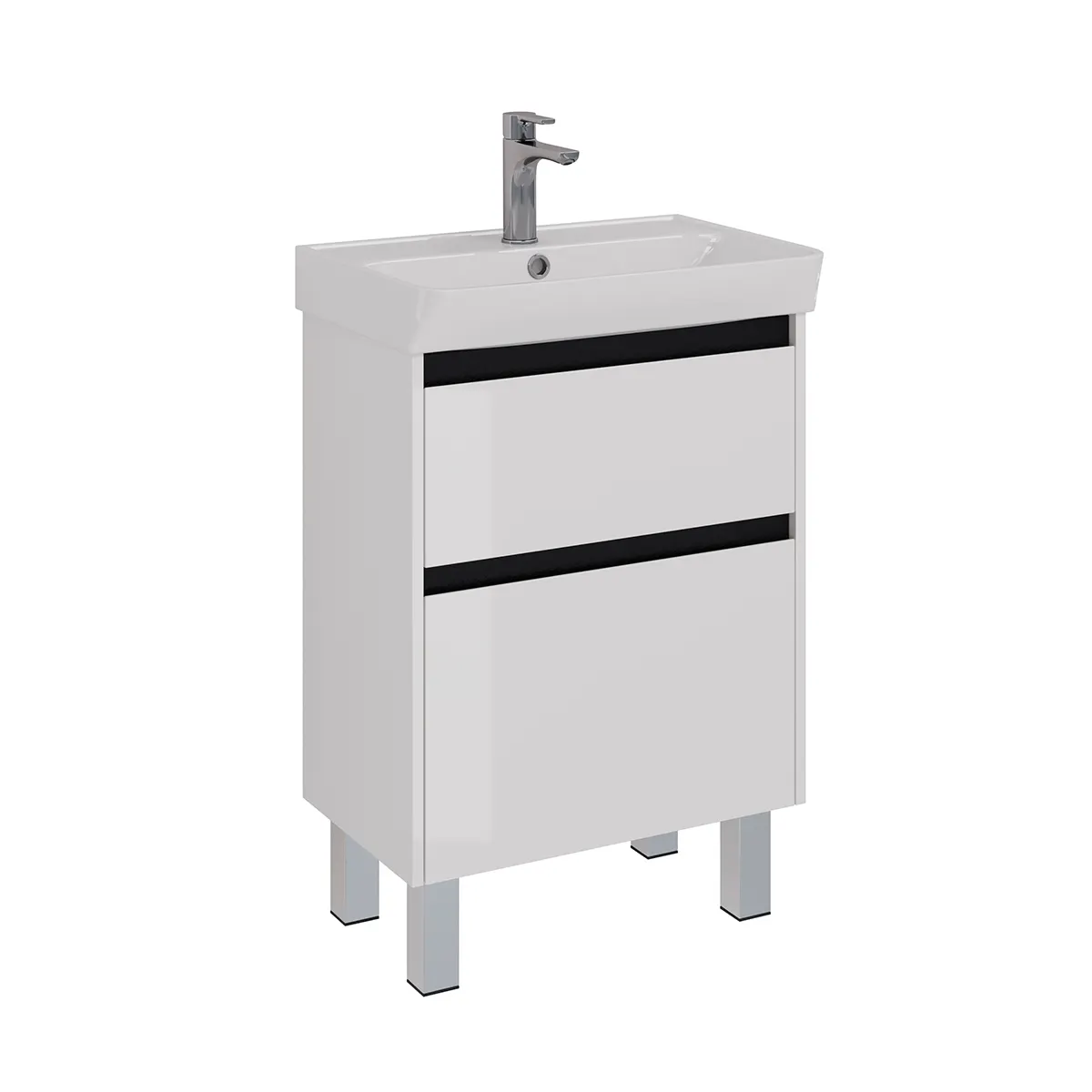 Товар: Тумба Lemark COMBI 60 см под 1 раковину, подвесная/напольная, 2 ящика, цвет планки: Чёрный, цвет кор LM03C60T-black - фото 4 Тумба Lemark COMBI 60 см под 1 раковину, подвесная/напольная, 2 ящика, цвет планки: Чёрный, цвет кор LM03C60T-black — фото 4, Тумбы под раковину