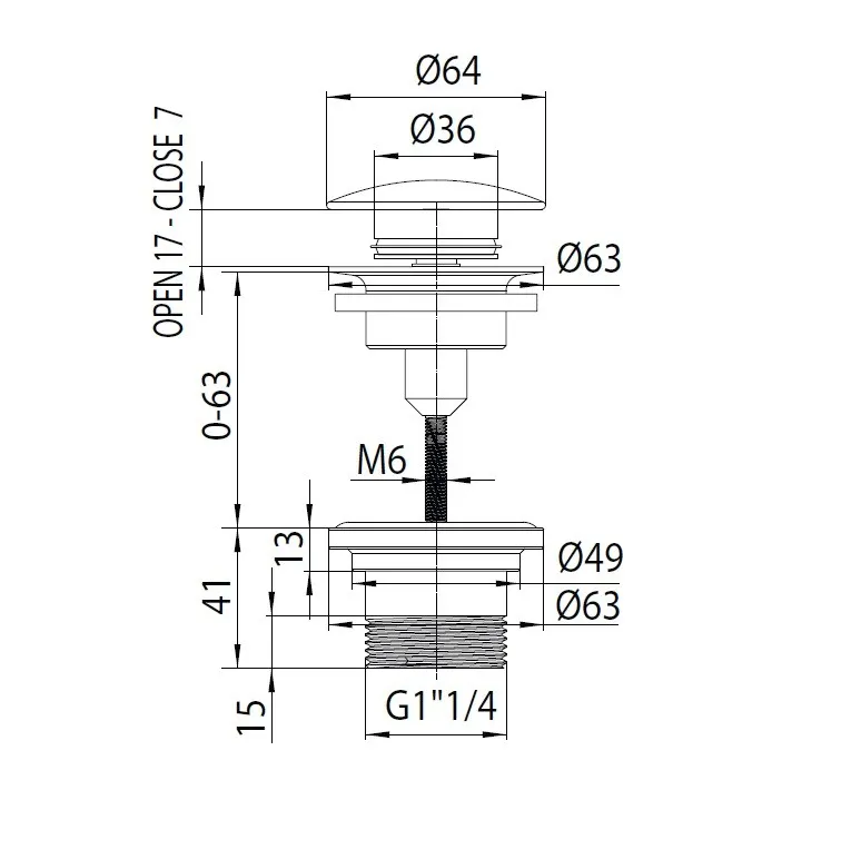 Товар: Донный клапан Bossini Teo Z00700.073 Click-Clack без перелива 1” 1⁄4 цвет черный матовый - фото 1 Донный клапан Bossini Teo Z00700.073 Click-Clack без перелива 1” 1⁄4 цвет черный матовый — фото 1, Донные клапаны