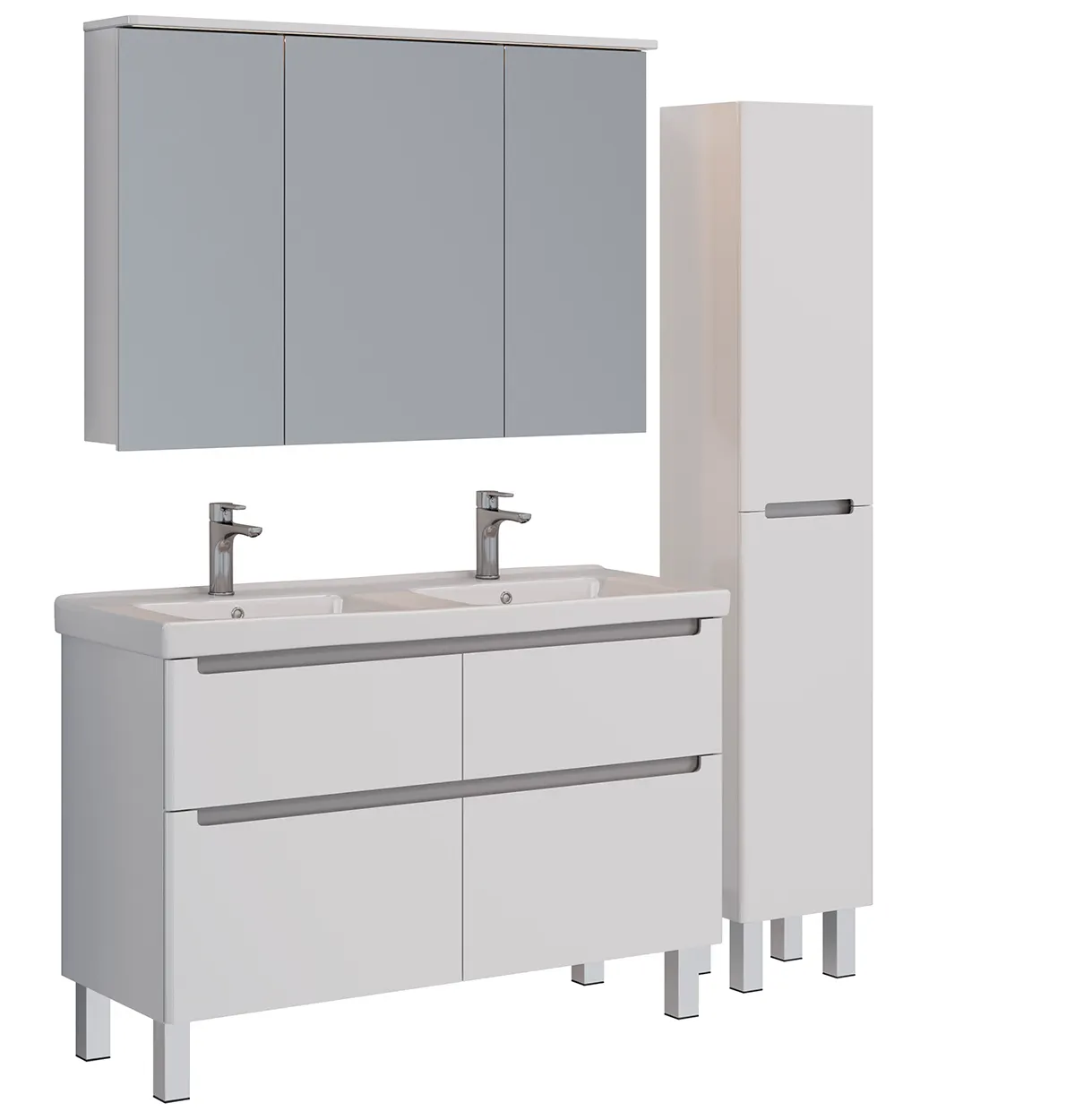 Товар: Тумба Lemark BUNO 125 см под 2 раковины, подвесная/напольная, 4 ящика, цвет планки: Серый, цвет корп LM04B125T - фото 5 Тумба Lemark BUNO 125 см под 2 раковины, подвесная/напольная, 4 ящика, цвет планки: Серый, цвет корп LM04B125T — фото 5, Тумбы под раковину