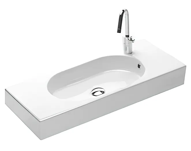 Раковина HATRIA AREA Y0QB01 подвесная или на тумбу с одним отверстием цвет белый — фото 1, Раковины