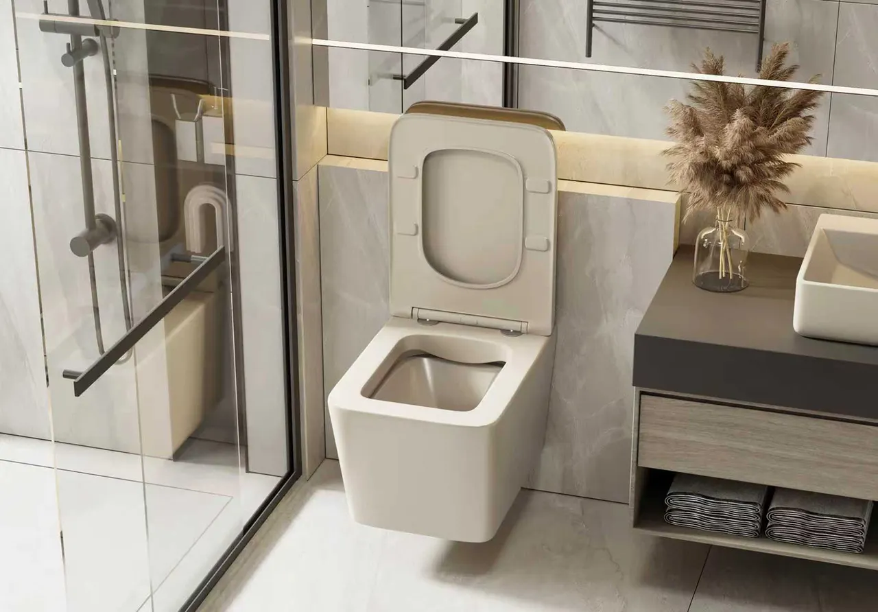 Товар: Унитаз ABBER Rechteck AC1201MBE подвесной светло-бежевый матовый, безободковый - фото 4 Унитаз ABBER Rechteck AC1201MBE подвесной светло-бежевый матовый, безободковый — фото 4, Подвесные унитазы