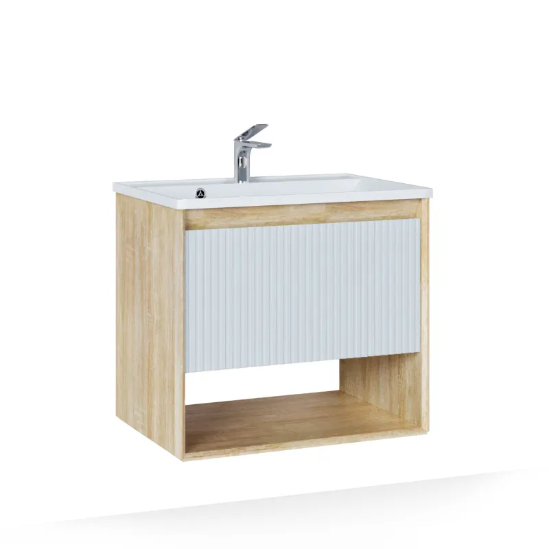 Toss.01.70/P/SS-W/JR Тумба Tossony 70 подвесная Сонома светлая/Белый белый JORNO — фото 4, Тумбы под раковину