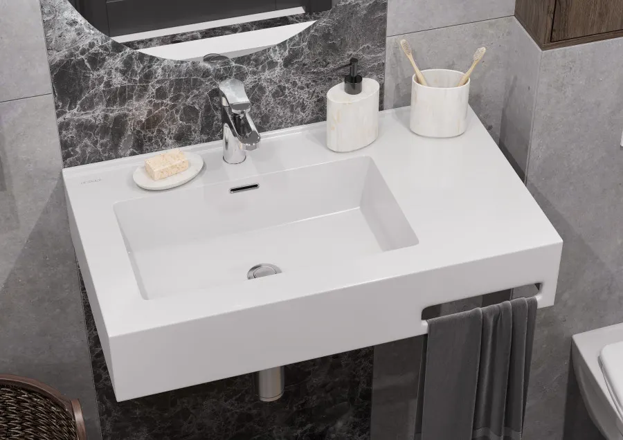 Товар: Раковина КВАДРО Про 80, левая 1A734431QA01L - фото 4 Раковина КВАДРО Про 80, левая 1A734431QA01L — фото 4, Раковины