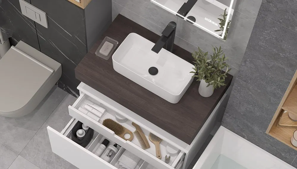 Столешница VELVEX Unit 80, дуб карпентер st.UNI.80-628 — фото 3, Столешницы под раковину