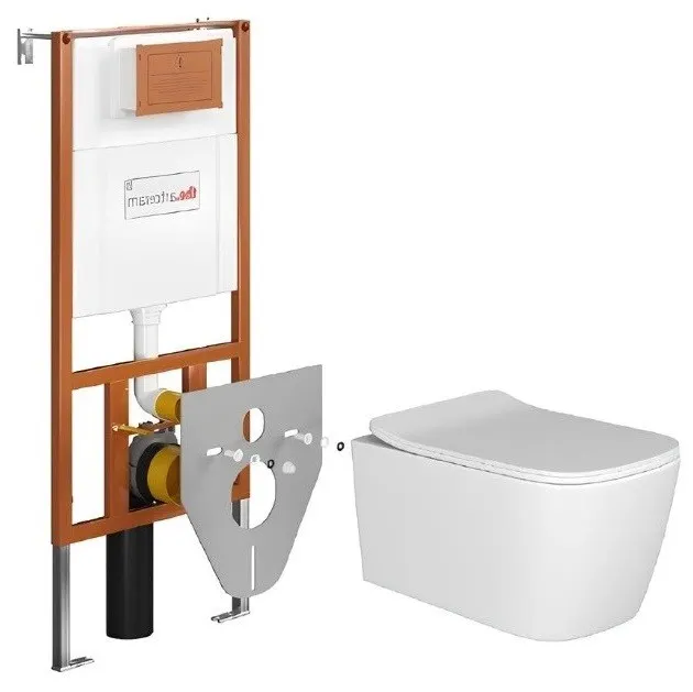 Комплект Artceram A16: унитаз ASV003 01 00 подвесной безободковый + сиденье + инсталляция 700.101.03 — фото 4, Комплекты унитаз + инсталляция