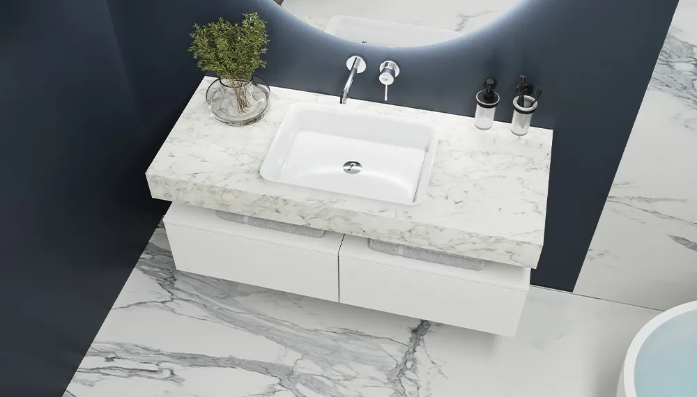 Столешница VELVEX Unit 120 белый мрамор st.UNI.120-630 — фото 4, Столешницы под раковину