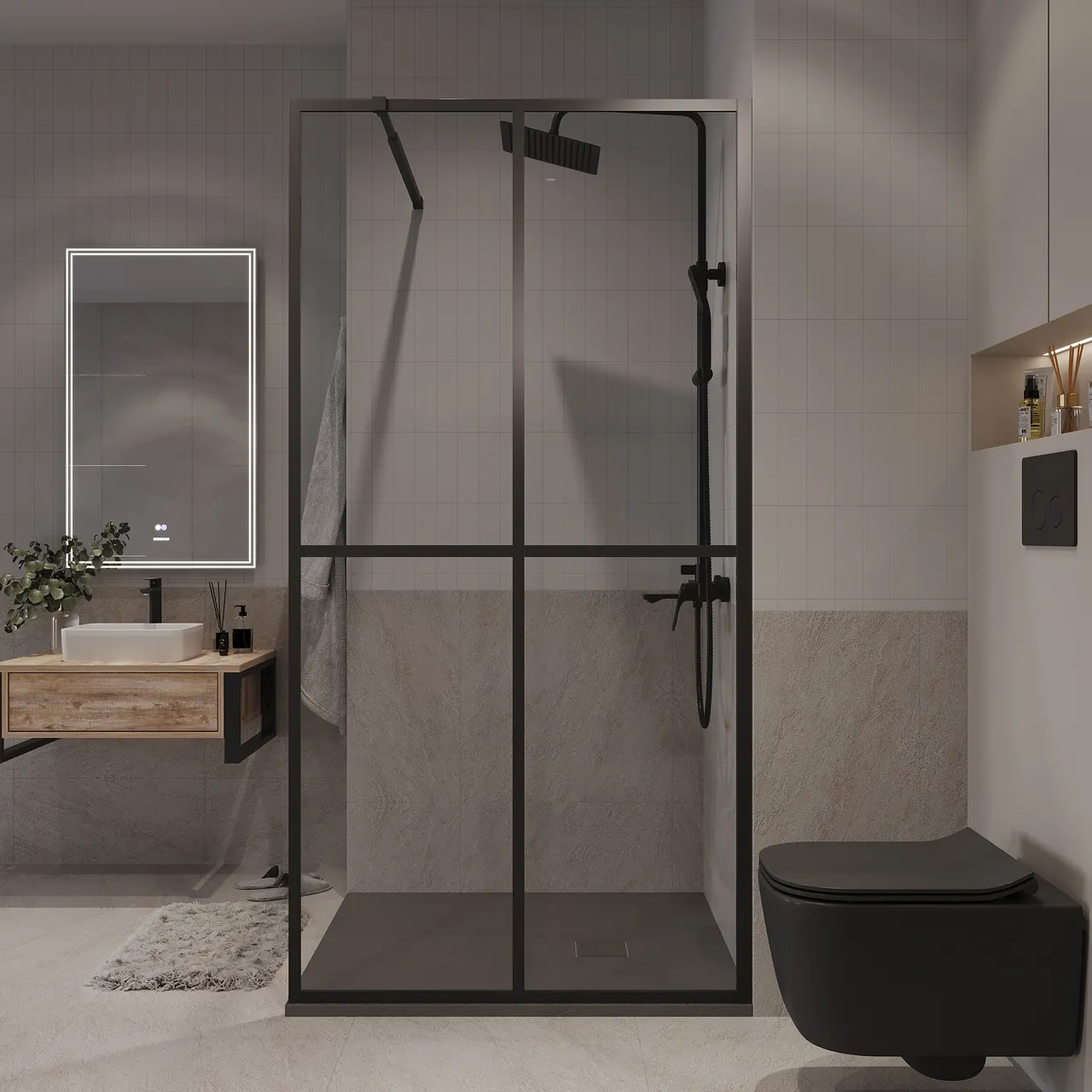 Товар: Душевая перегородка Niagara Nova NG-686-10BLACK (100х195) черный матовый,стекло прозрачное,1 место - фото 4 Душевая перегородка Niagara Nova NG-686-10BLACK (100х195) черный матовый,стекло прозрачное,1 место — фото 4, Душевые перегородки