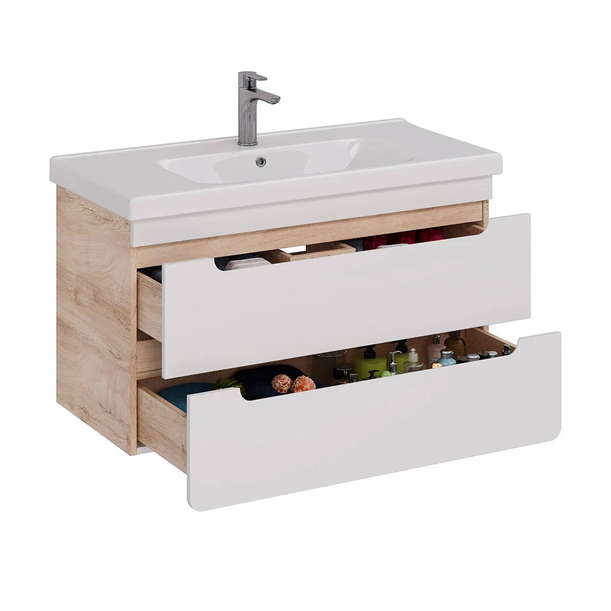 Товар: Тумба Lemark OLIVIA 100 см под 1 раковину, подвесная, 2 ящика, цвет корпуса: Дуб кантри, цвет фасада LM08OL100T - фото 1 Тумба Lemark OLIVIA 100 см под 1 раковину, подвесная, 2 ящика, цвет корпуса: Дуб кантри, цвет фасада LM08OL100T — фото 1, Тумбы под раковину