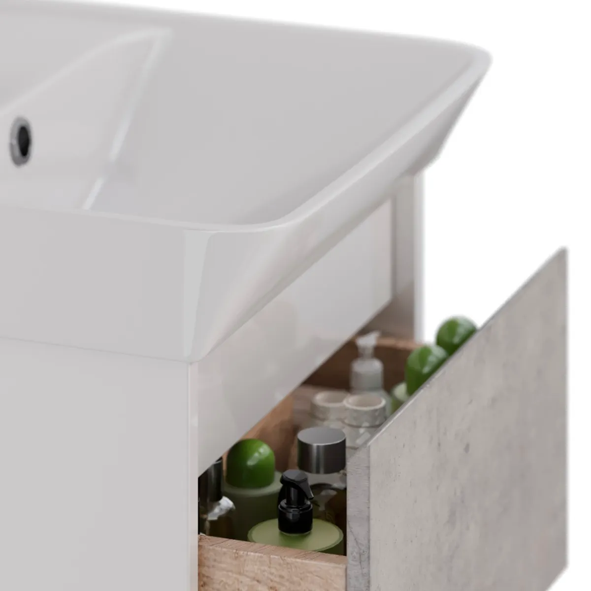 Товар: Тумба Lemark COMBI 45 см под 1 раковину, подвесная/напольная, 2 ящика, цвет фасада: Бетон, цвет корп LM03C45T-Beton - фото 3 Тумба Lemark COMBI 45 см под 1 раковину, подвесная/напольная, 2 ящика, цвет фасада: Бетон, цвет корп LM03C45T-Beton — фото 3, Тумбы под раковину