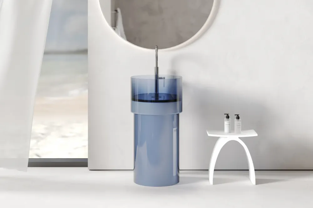 Товар: Раковина отдельностоящая прозрачная ABBER Kristall AT2701Saphir-H синяя - фото 2 Раковина отдельностоящая прозрачная ABBER Kristall AT2701Saphir-H синяя — фото 2, Раковины напольные