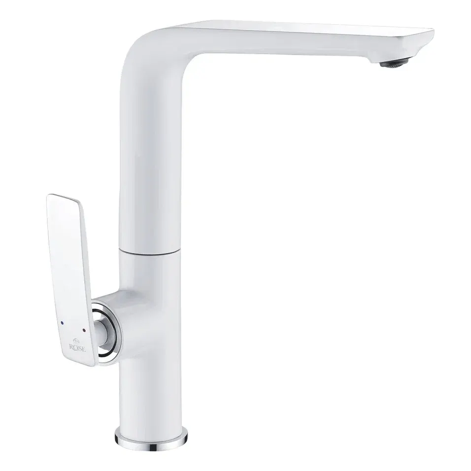 Смеситель для кухни Rose R2713F, белый/хром — фото 1, Смесители для кухни