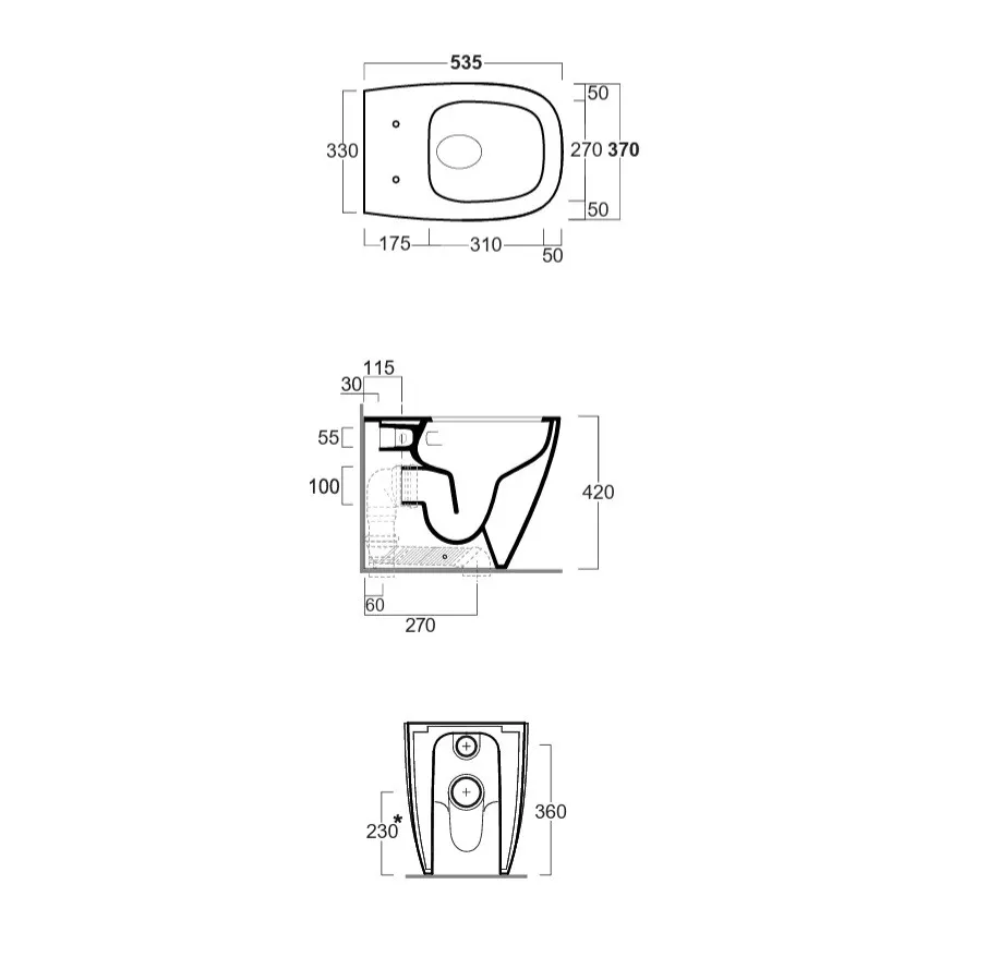 Унитаз SIMAS JUNIPER напольный приставной безободковый цвет белый JU01 — фото 5, Подвесные унитазы