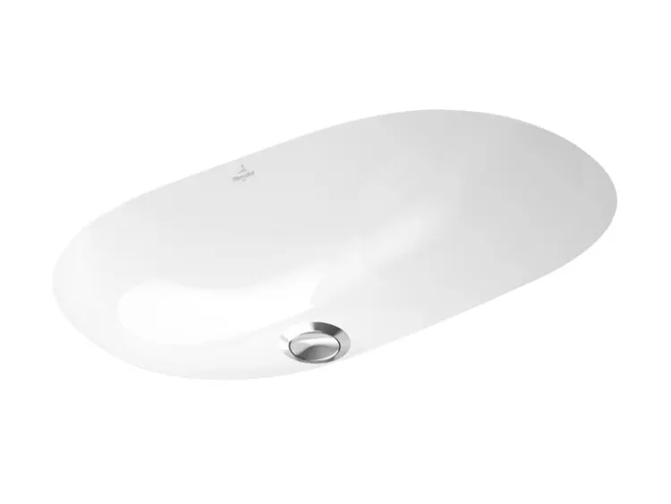 Раковина, Villeroy&Boch, O'Novo, ширина, мм-600, глубина, мм-350, высота, мм-208, тип установки-под столешницу, отверстия для смесителя-отсутствуют, перелив-есть, материал-санфарфор, вид грязеотталкивающего покрытия-CeramicPlus, крепления в комплекте, цвет-альпийский белый 416260R1 — фото 1, Раковины