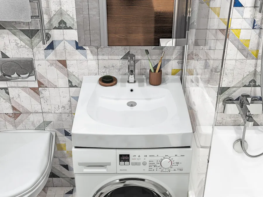 ПИЛОТ Умывальник 60/60 см. над стир.машиной, хр.кольцо, САНТЕК 1WH110572 — фото 4, Раковины подвесные