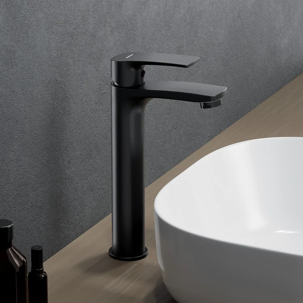 480250300 Eclipse 2.0, смеситель для умывальника высокий, черный — фото 1, Смесители для раковины