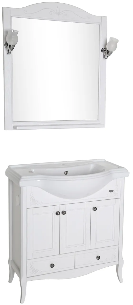 Товар: Комплект мебели для ванной Салерно 80 (Белый Патина Серебро) 969601 - фото 4 Комплект мебели для ванной Салерно 80 (Белый Патина Серебро) 969601 — фото 4, Готовые комплекты для ванной комнаты