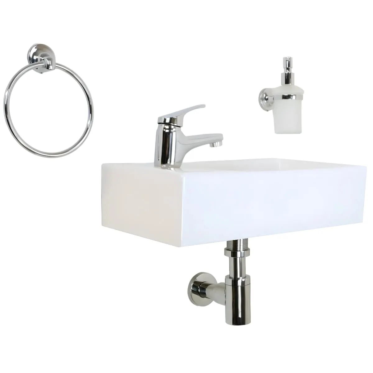 Раковина маленькая GS, 45x25x12 cm, отверстие слева. белая керамика 32266 — фото 6, Раковины