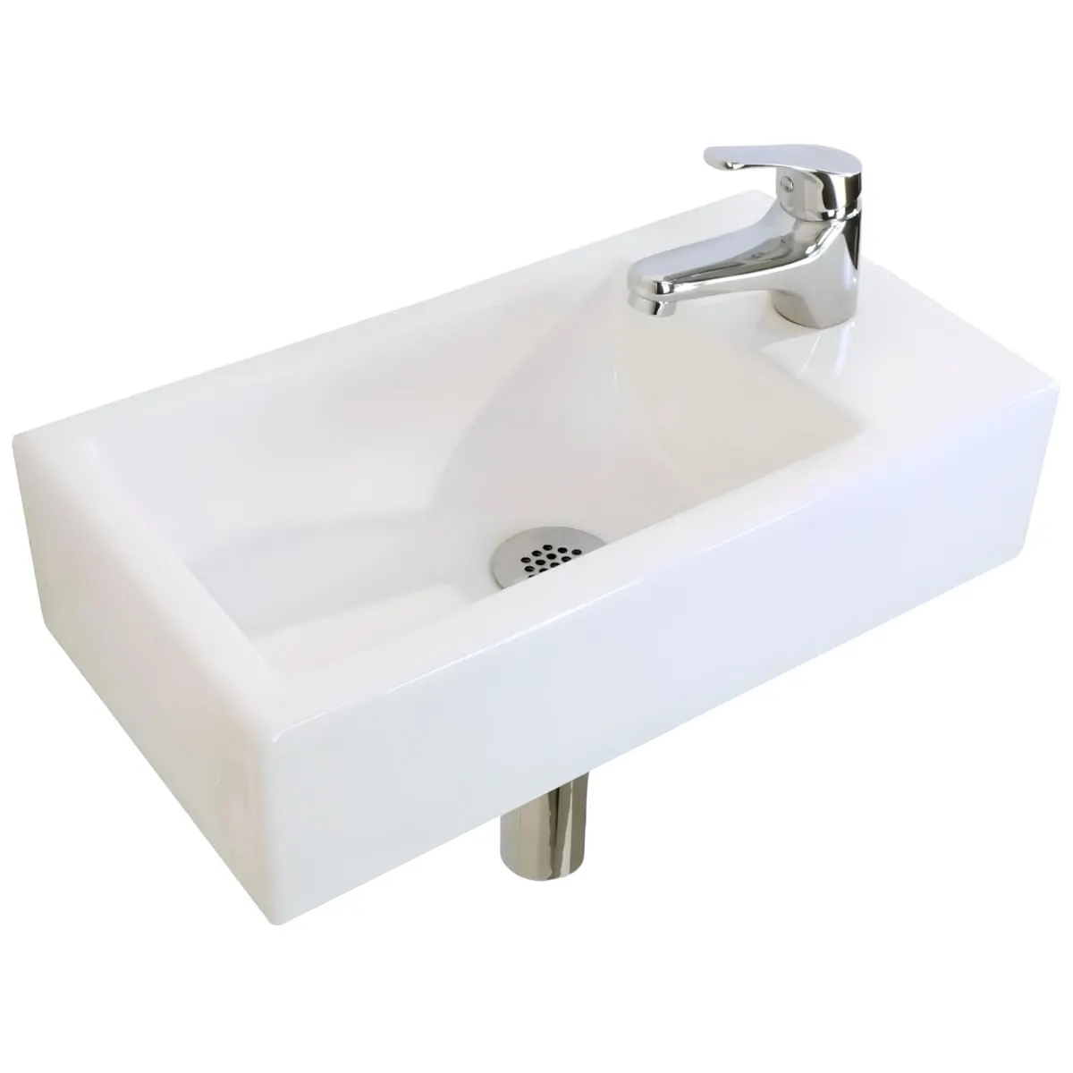 Раковина маленькая GS, 45x25x12 cm, отверстие справа. белая керамика 32577 — фото 10, Раковины