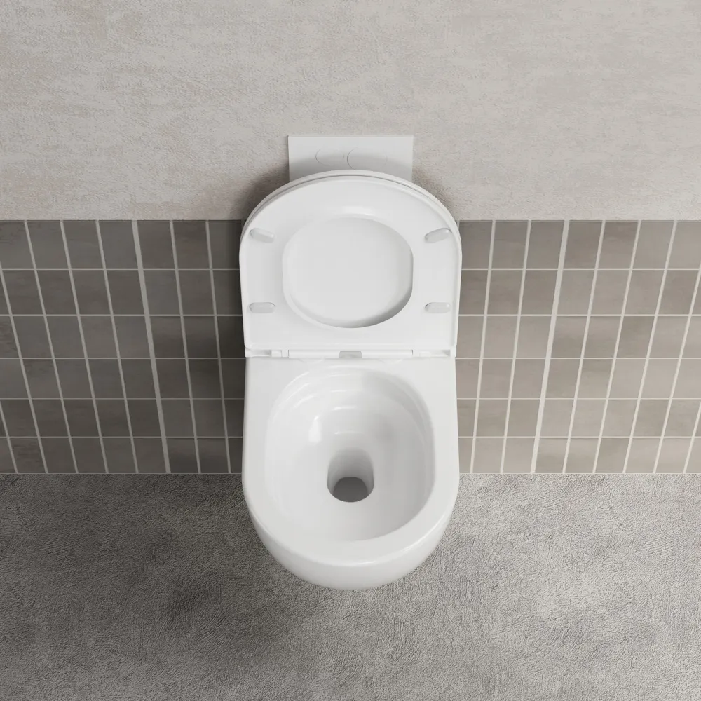 Товар: Унитаз ABBER Bequem AC1131TC подвесной белый, безободковый, смыв торнадо, с закрытым дном - фото 5 Унитаз ABBER Bequem AC1131TC подвесной белый, безободковый, смыв торнадо, с закрытым дном — фото 5, Подвесные унитазы