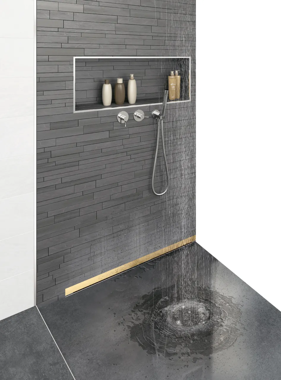 Товар: Желоб BERGES водосток WALL 600 пристенный, золото глянец, S-сифон D50 H60 боковой 092156 - фото 12 Желоб BERGES водосток WALL 600 пристенный, золото глянец, S-сифон D50 H60 боковой 092156 — фото 12, Душевые лотки