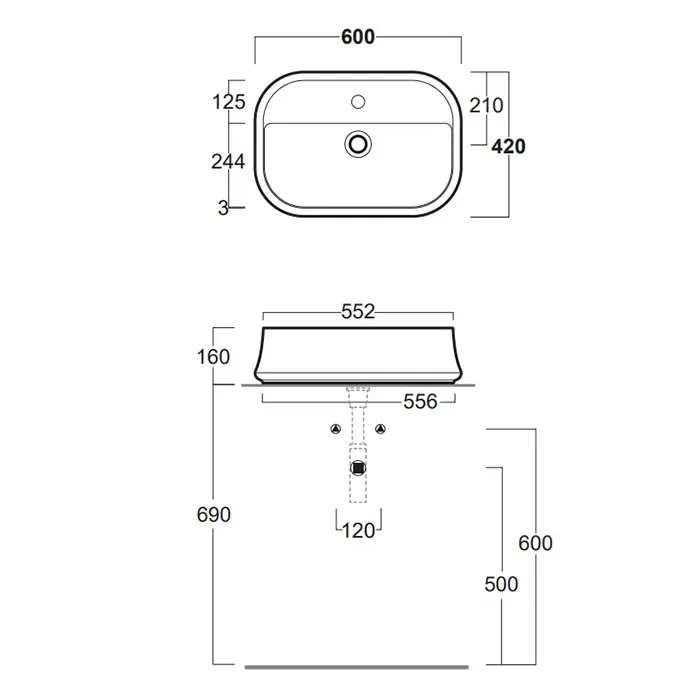 Раковина SIMAS SHARP накладная с одним отверстием цвет белый SH09 — фото 4, Раковины накладные