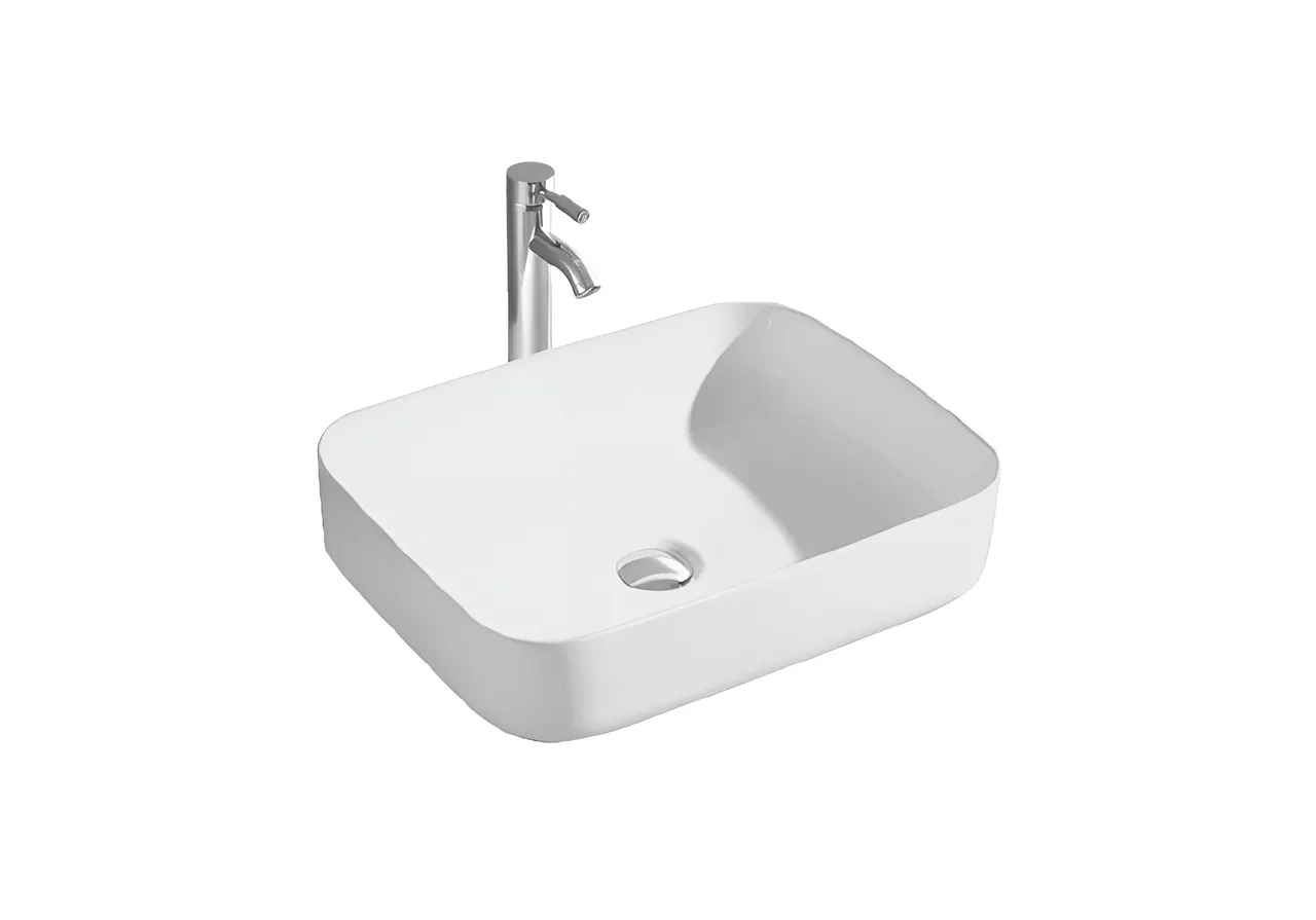 Раковина накладная для установки на столешницу AQUATEK ВЕГА AQ5515-MW 500*390*130, матовый белый — фото 4, Раковины накладные