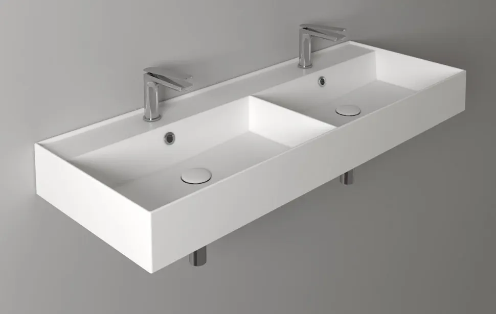 Товар: Раковина SIMAS AGILE двойная подвесная или накладная с одним отверстием цвет белый AG121D - фото 2 Раковина SIMAS AGILE двойная подвесная или накладная с одним отверстием цвет белый AG121D — фото 2, Раковины накладные