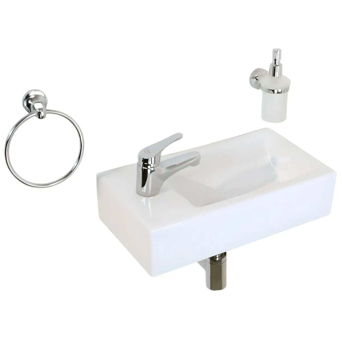 Раковина маленькая GS, 45x25x12 cm, отверстие слева. белая керамика 32266 — фото 7, Раковины