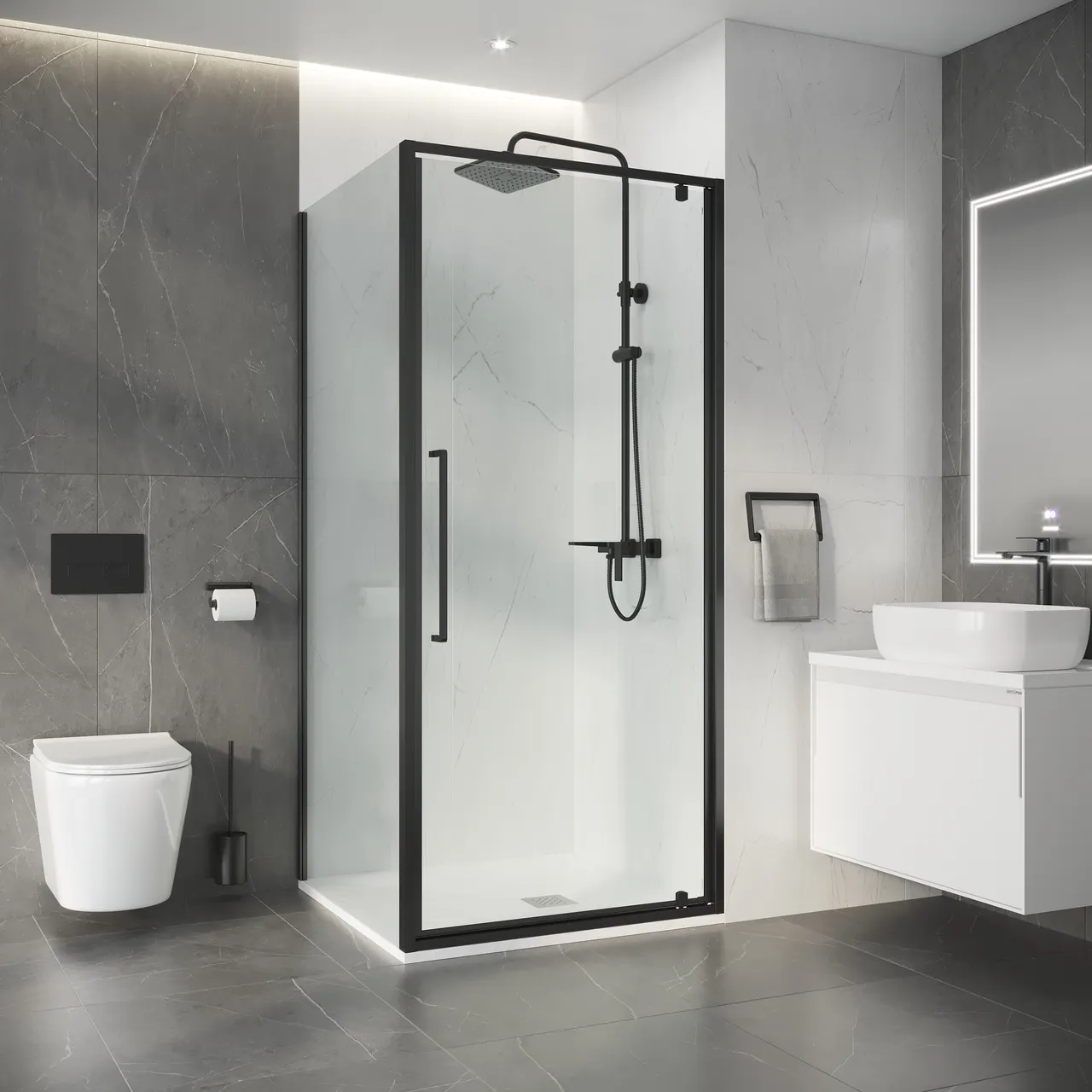 Товар: Душевое ограждение Niagara Nova NG-35-9AGR-A100GR-34 (90х100х195) прямоугольник,распашная,графит,стекло прозрачное,2 места - фото 3 Душевое ограждение Niagara Nova NG-35-9AGR-A100GR-34 (90х100х195) прямоугольник,распашная,графит,стекло прозрачное,2 места — фото 3, Душевые уголки