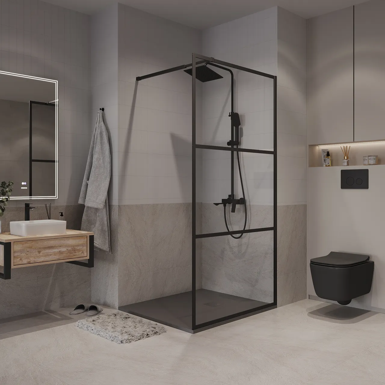 Товар: Душевая перегородка Niagara Nova NG-688-12BLACK (120х195) черный матовый,стекло прозрачное,1 место - фото 4 Душевая перегородка Niagara Nova NG-688-12BLACK (120х195) черный матовый,стекло прозрачное,1 место — фото 4, Душевые перегородки